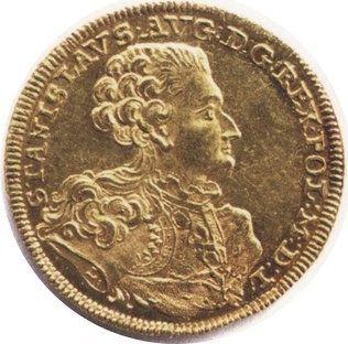 Аверс монеты - Пробный Дукат 1765 года FS "Коронный" L - в рукаве - цена золотой монеты - Польша, Станислав II Август