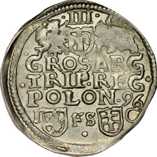 Реверс монеты - Трояк (3 гроша) 1596 года IF SC "Быдгощский монетный двор" - цена серебряной монеты - Польша, Сигизмунд III Ваза