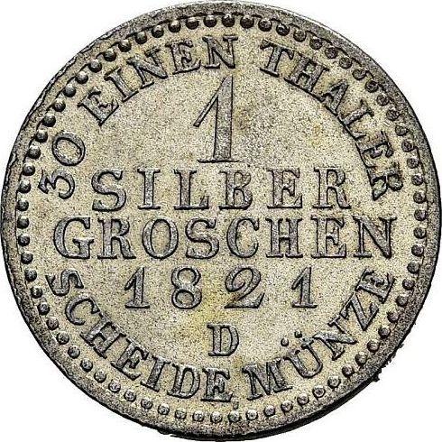 Reverso 1 Silber Groschen 1821 D - valor de la moneda de plata - Prusia, Federico Guillermo III