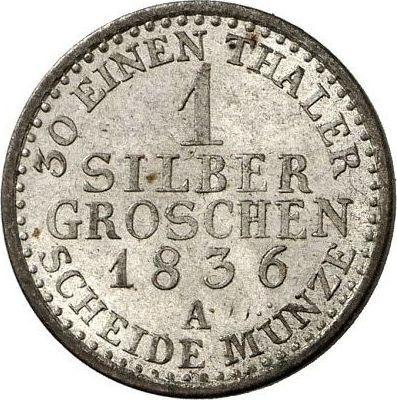 Reverso 1 Silber Groschen 1836 A - valor de la moneda de plata - Prusia, Federico Guillermo III
