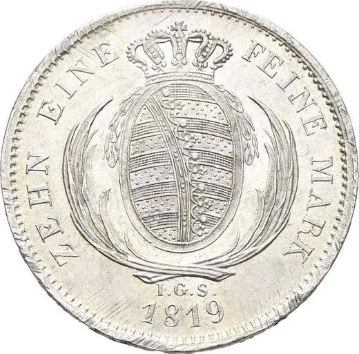 Реверс монеты - Талер 1819 года I.G.S. - цена серебряной монеты - Саксония-Альбертина, Фридрих Август I