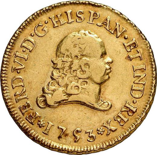 Аверс монеты - 2 эскудо 1753 года Mo MF - цена золотой монеты - Мексика, Фердинанд VI