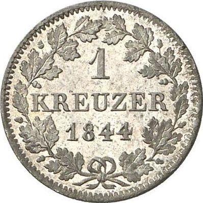 Реверс монеты - 1 крейцер 1844 года - цена серебряной монеты - Бавария, Людвиг I