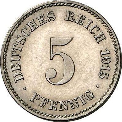 Аверс монеты - 5 пфеннигов 1915 года J "Тип 1890-1915" - цена  монеты - Германия, Германская Империя