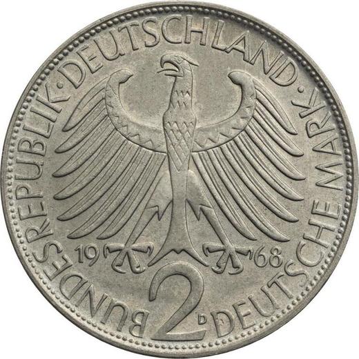 Реверс монеты - 2 марки 1968 года D "Планк" - цена  монеты - Германия, ФРГ