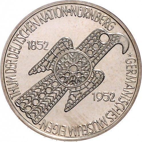 Аверс монеты - 5 марок 1952 года D "Национальный музей" - цена серебряной монеты - Германия, ФРГ