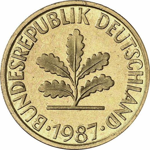 Реверс монеты - 10 пфеннигов 1987 года F - цена  монеты - Германия, ФРГ