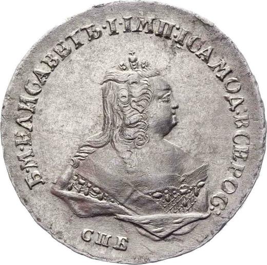 Anverso Poltina (1/2 rublo) 1743 СПБ "Retrato busto" - valor de la moneda de plata - Rusia, Isabel I