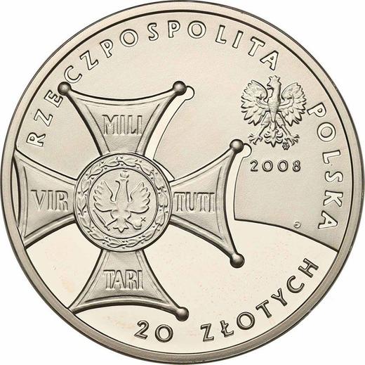 Аверс монеты - 20 злотых 2008 года MW EO "90 лет независимости Польши" - цена серебряной монеты - Польша, III Республика после деноминации