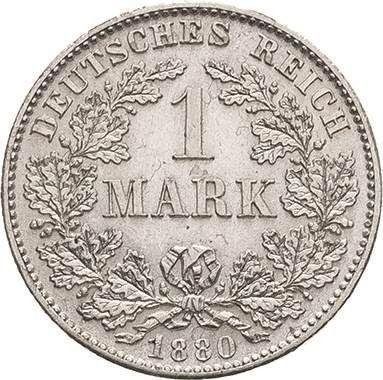 Аверс монеты - 1 марка 1880 года D "Тип 1873-1887" - цена серебряной монеты - Германия, Германская Империя
