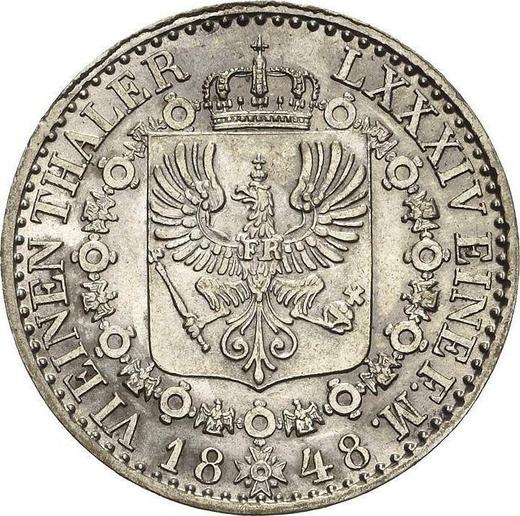 Reverso 1/6 tálero 1848 A - valor de la moneda de plata - Prusia, Federico Guillermo IV