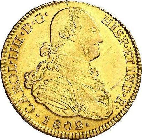 Anverso 4 escudos 1802 PTS PP - valor de la moneda de oro - Bolivia, Carlos IV