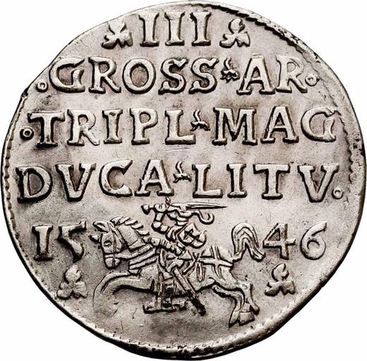 Rewers monety - Trojak 1546 "Litwa" - cena srebrnej monety - Polska, Zygmunt II August