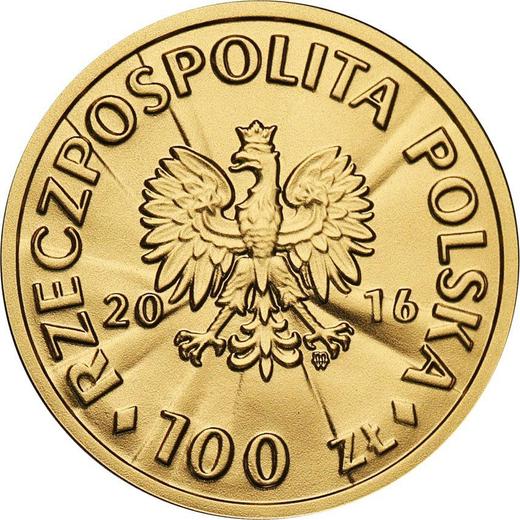 Anverso 100 eslotis 2016 MW "Józef Haller" - valor de la moneda de oro - Polonia, República moderna