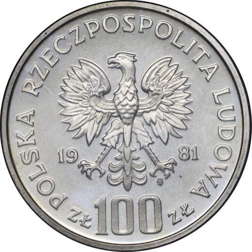 Awers monety - 100 złotych 1981 MW "Generał Władysław Sikorski" Srebro - cena srebrnej monety - Polska, PRL