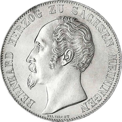 Аверс монеты - 1 гульден 1854 года - цена серебряной монеты - Саксен-Мейнинген, Бернгард II