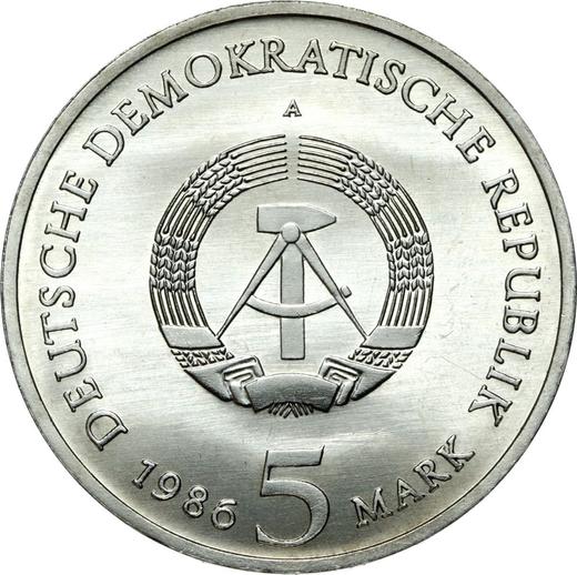 Reverso 5 marcos 1986 A "Sanssouci" - valor de la moneda  - Alemania, República Democrática Alemana (RDA)