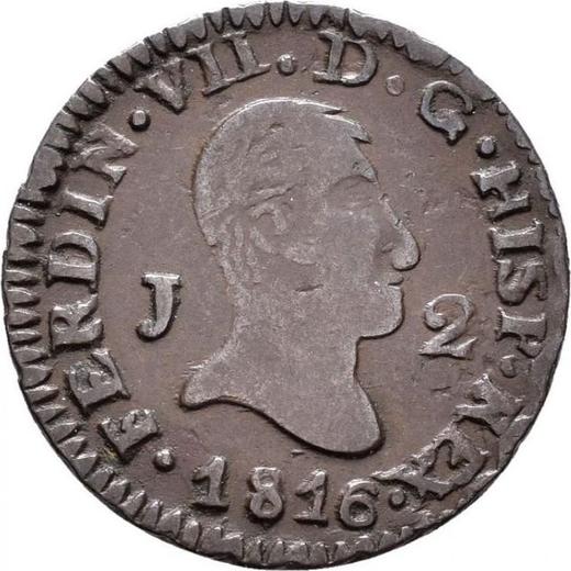 Anverso 2 maravedíes 1816 J "Tipo 1813-1817" - valor de la moneda  - España, Fernando VII