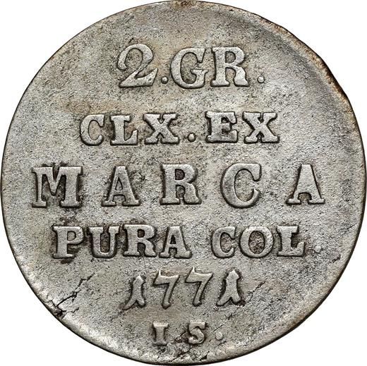 Rewers monety - Półzłotek (2 grosze) 1771 IS - cena srebrnej monety - Polska, Stanisław II August