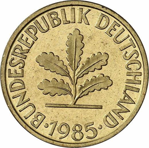 Реверс монеты - 10 пфеннигов 1985 года F - цена  монеты - Германия, ФРГ