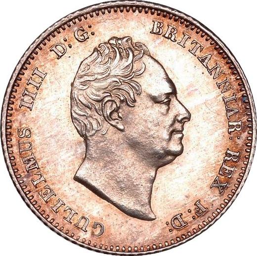 Anverso Pruebas 4 peniques (Groat) 1836 Canto estriado - valor de la moneda de plata - Gran Bretaña, Guillermo IV