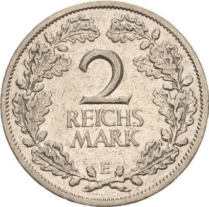 Реверс монеты - 2 рейхсмарки 1927 года E - цена серебряной монеты - Германия, Bеймарская республика
