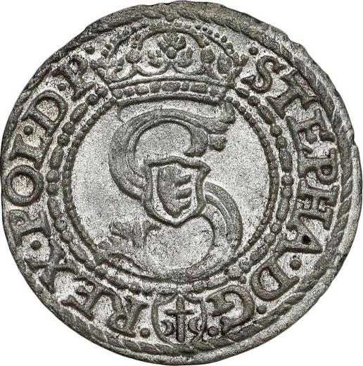 Аверс монеты - Шеляг 1585 года "Мальборк" - цена серебряной монеты - Польша, Стефан Баторий