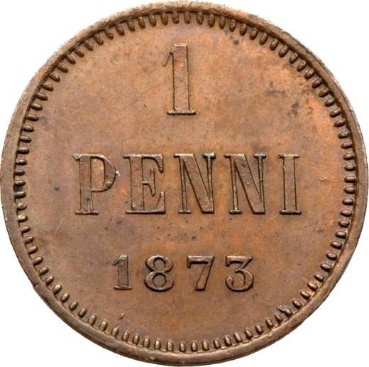 Реверс монеты - 1 пенни 1873 года - цена  монеты - Финляндия, Великое княжество