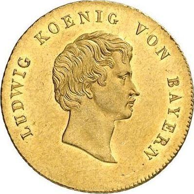 Awers monety - Dukat 1827 - cena złotej monety - Bawaria, Ludwik I