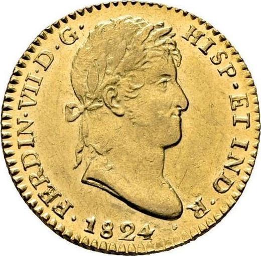 Awers monety - 2 escudo 1824 S JB - cena złotej monety - Hiszpania, Ferdynand VII
