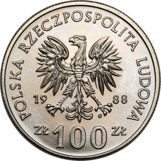 Awers monety - PRÓBA 100 złotych 1988 MW SW "Jadwiga" Nikiel - cena  monety - Polska, PRL