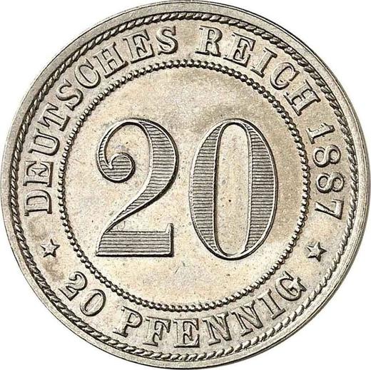 Аверс монеты - 20 пфеннигов 1887 года J "Тип 1887-1888" - цена  монеты - Германия, Германская Империя