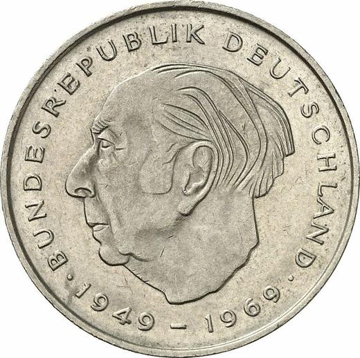 Аверс монеты - 2 марки 1975 года F "Теодор Хойс" - цена  монеты - Германия, ФРГ