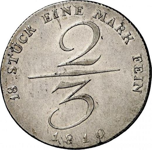 Reverso 2/3 táleros 1810 - valor de la moneda de plata - Prusia, Federico Guillermo III