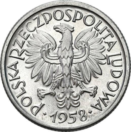 Anverso 2 eslotis 1958 "Espigas y frutas" - valor de la moneda  - Polonia, República Popular