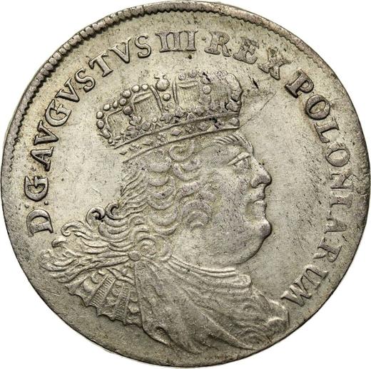 Аверс монеты - Двузлотовка (8 грошей) 1753 года EC ""8 GR"" - цена серебряной монеты - Польша, Август III