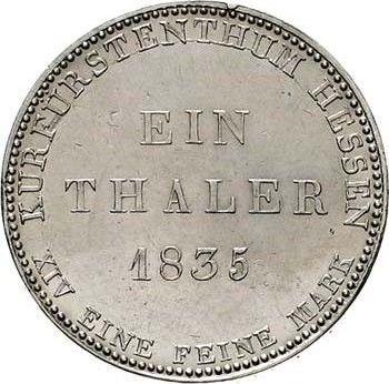 Реверс монеты - Талер 1835 года - цена серебряной монеты - Гессен-Кассель, Вильгельм II