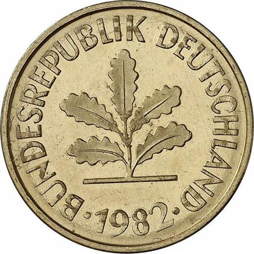 Реверс монеты - 5 пфеннигов 1982 года F - цена  монеты - Германия, ФРГ