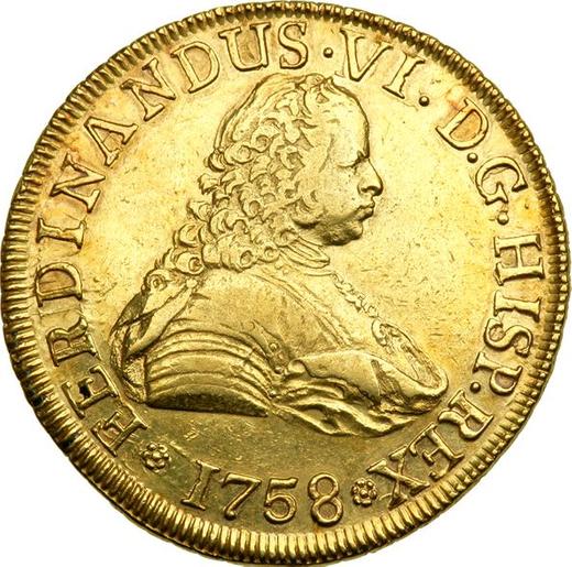 Obverse 8 Escudos 1758 So J "Type 1758-1759" - Gold Coin Value - Chile, Ferdinand VI