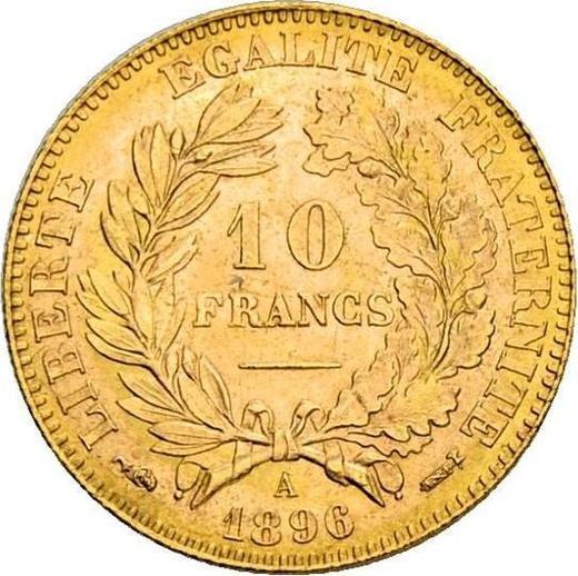Reverse 10 Francs 1896 A "Type 1878-1899" Paris - France, Third Republic