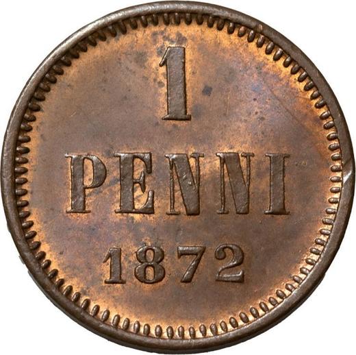 Реверс монеты - 1 пенни 1872 года - цена  монеты - Финляндия, Великое княжество