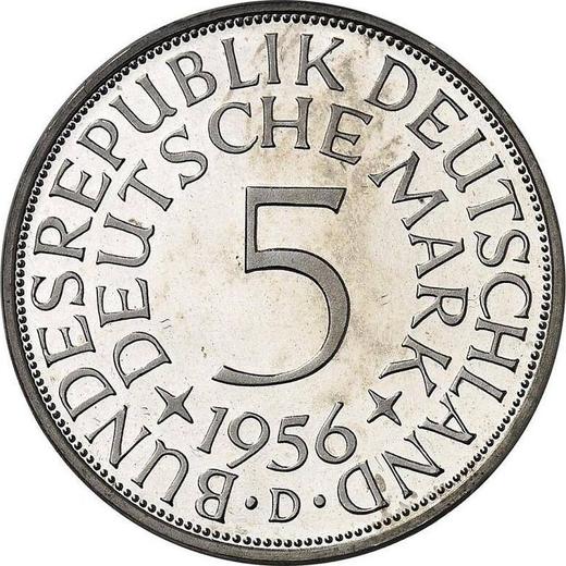 Awers monety - 5 marek 1956 D - cena srebrnej monety - Niemcy, RFN