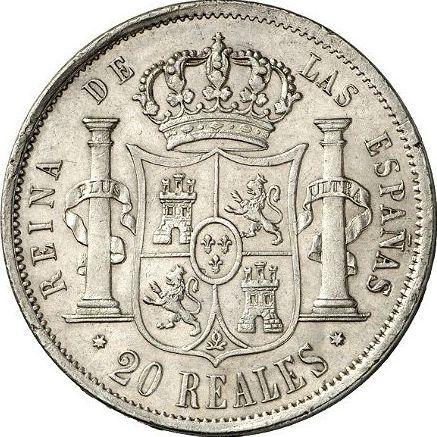 Reverso 20 reales 1862 "Tipo 1855-1864" Estrellas de siete puntas - valor de la moneda de plata - España, Isabel II