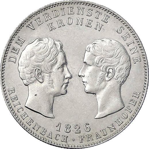 Reverso Tálero 1826 "Muerte de Reichenbach y Fraunhofer" - valor de la moneda de plata - Baviera, Luis I