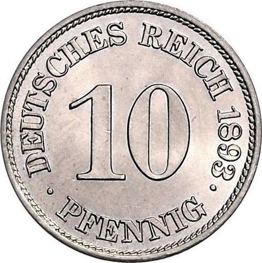 Аверс монеты - 10 пфеннигов 1893 года E "Тип 1890-1916" - цена  монеты - Германия, Германская Империя