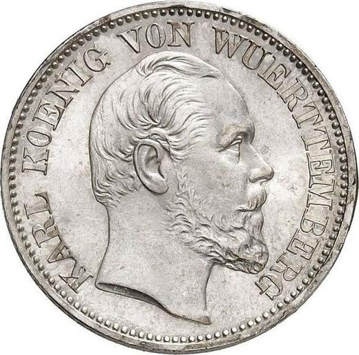 Obverse 1/2 Gulden 1867 - Silver Coin Value - Württemberg, Charles I