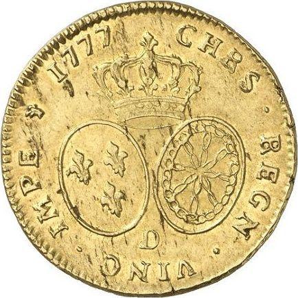 Reverse Double Louis d'Or 1777 D Lyon - Gold Coin Value - France, Louis XVI