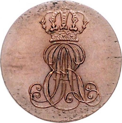 Аверс монеты - 1 пфенниг 1845 года A "Тип 1837-1846" - цена  монеты - Ганновер, Эрнст Август
