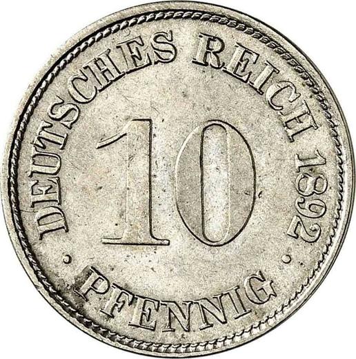 Аверс монеты - 10 пфеннигов 1892 года D "Тип 1890-1916" - цена  монеты - Германия, Германская Империя