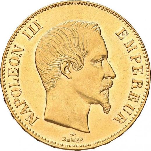 Аверс монеты - 100 франков 1857 года A "Тип 1855-1860" Париж - цена золотой монеты - Франция, Наполеон III
